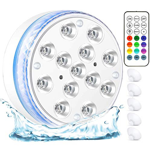 Creatrek Submersible Waterproof LED Lights for Shower 4 Magnets and 4 Suction Cups Pool Lights 16 Color Changing Underwater Pool Lights for Above Ground Pools Inground Pools Bathtub Hot Tub