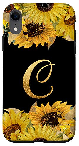 iPhone XR Sunflowers initial letter C monogram sunflowers Case