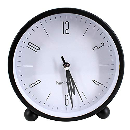 Sherry Nightlight Alarm Clock 4" Round Silent Alarm Clock Bedside Desk Non-Ticking Travel Clock Battery Operated Black Sherry Nightlight Alarm Clock 4" Round Silent Alarm Clock Bedside Desk Non-Ticking Travel Clock Battery Operated Black
