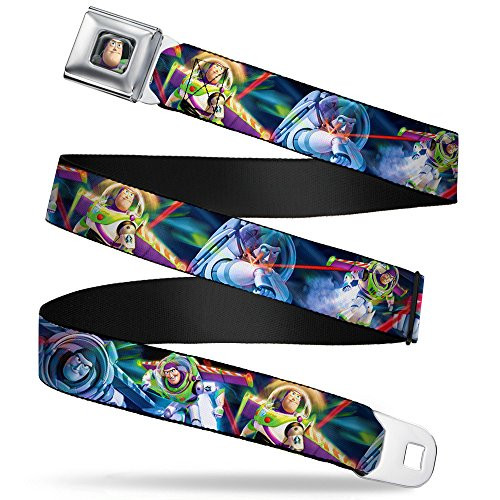 Buckle-Down Seatbelt Belt - Buzz Lightyear Action Poses Stacked - 1.0" Wide - 20-36 Inches in Length