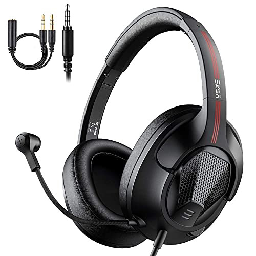 Gaming Headphones Headset with Microphone EKSA Air Joy Ultralight Stereo Surround Sound PC Computer Gaming Headset with Mic Overear Headset Headphones for PS4 Xbox One PC Smartphones Black
