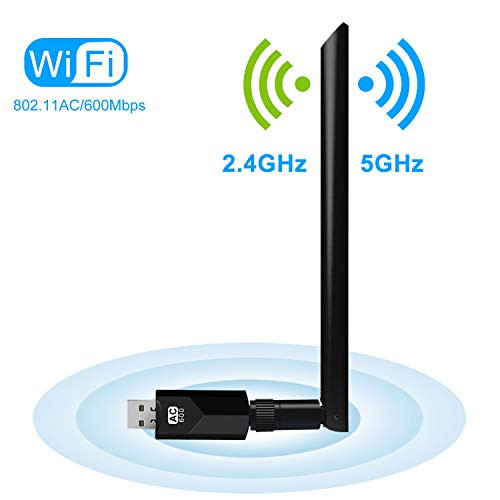 FayTun 600Mbps Wireless USB WiFi Adapter, USB Network Dongle Adapter, Dual Band 2.4GHz/150Mbps+5GHz/433Mbps, 802.11 ac/a/b/g/n High Gain Antenna Network LAN Card for Windows XP/7/8/10,MAC,OSX