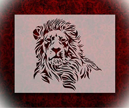 Rubstamper Stencil Lion Main 8.5" x 11" Reusable Sturdy Flexible Clear Plastic Stencils Arts and Crafts Material Scrapbooking for Airbrush Painting Drawing