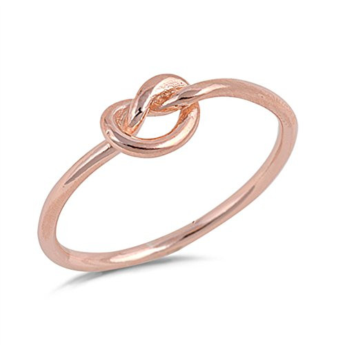 Rose Gold-Tone Infinity Knot Promise Ring .925 Sterling Silver Band Size 8