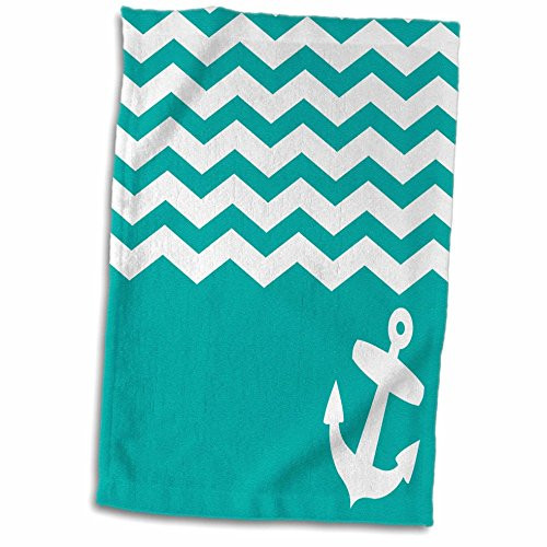 3D Rose Turquoise and White Chevron with Nautical Anchor-Sailor Zigzag Pattern Waves-Teal Blue Green Hand-Sports Towel 15 x 22 Multicolor 3D Rose Turquoise and White Chevron with Nautical Anchor-Sailor Zigzag Pattern Waves-Teal Blue Green Hand-Sports Towel 15 x 22 Multicolor