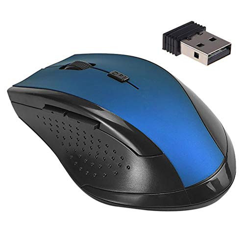 PERZOE Wireless Gaming Mouse Office Mice Ergonomic 6 Keys 3200DPI Optical 2.4GHz for PC Computer Laptop Parts Blue