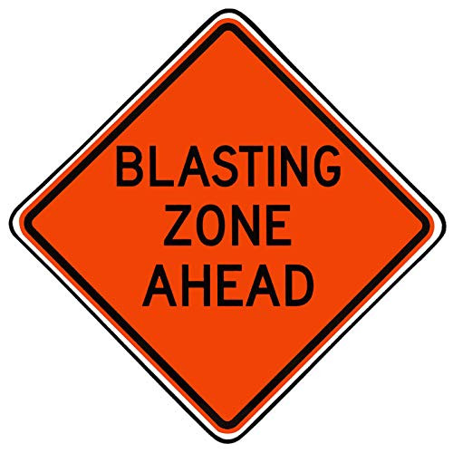 Vinyl Stickers - Bundle - Safety and Warning Signs Stickers - Blasting Zone Ahead Sign - 3 Pack -3.5" x 5"-