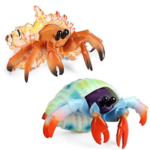 Hiawbon Simulated Sea Life Animals Hermit Crab Figurines Realistic Sea Creature Model Plastic Ocean Animals Action Figure for Collection Science EducationalSet of 2