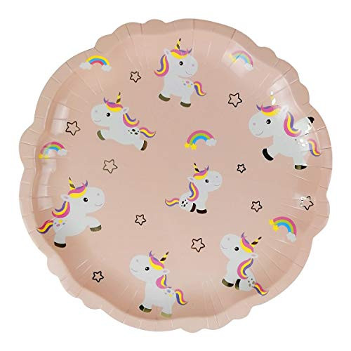 Cieovo 24 PCS Cute Animal Party Plates Disposable Party Paper Plates Tableware Set for Rainbow Unicorn Animal Theme Birthday Baby Shower