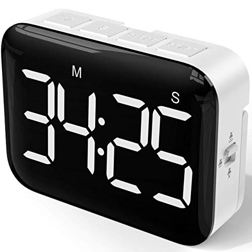 NOKLEAD Digital Kitchen Timer - Magnetic Countdown Count Up Timer with Large LED Display 2 Brightness Loud Volume Easy for Cooking and for Kids Teachers and Seniors to Use -Batteries Included-