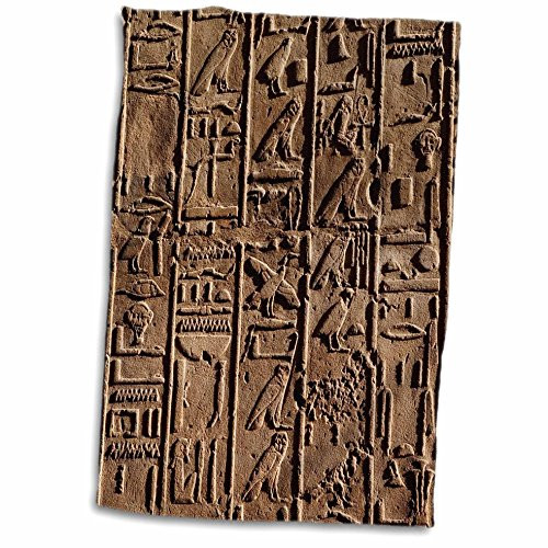 3D Rose Ancient Hieroglyphics-Temple of Karnak-Luxor-Egypt-Af14 Aje0078-Adam Jones Hand-Sports Towel 15 x 22