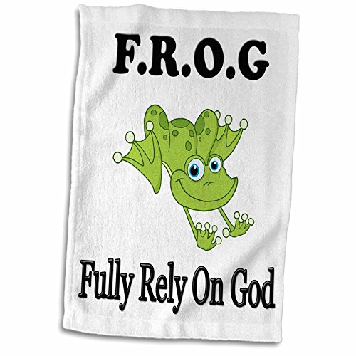 3D Rose Frog Fully Rely On God Towel 15" x 22"