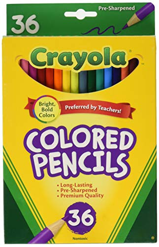Crayola 684036 Short Barrel Colored Woodcase Pencils 3.3 mm 36 Assorted Colors-Set