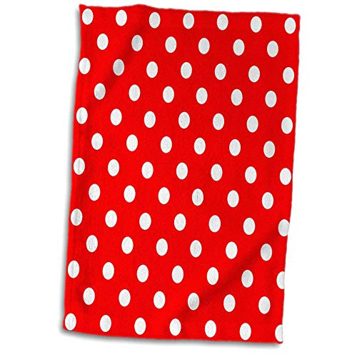 3D Rose Red and White Polka Dot Print TWL_20411_1 Towel 15" x 22"