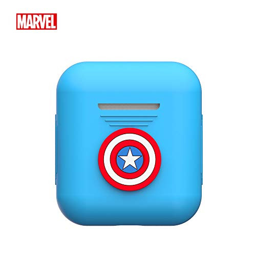 Marvel Avengers Endgame AirPods Case Protective Silicone Cover and Skin Compatible with Apple Airpods 1 & AirPods 2 [Front LED Not Visible], Captain America (Blue)