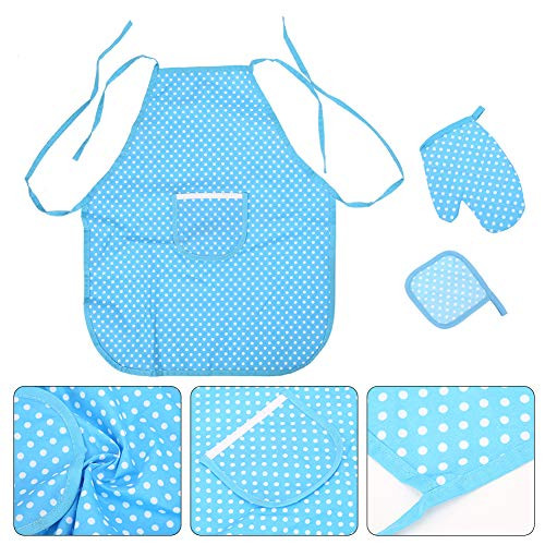 Kids Chef Cosplay Toys Set 11pcs Cake Baking Role Play Set Kids Kitchen Costume Apron Chef Hat Cooking Mitt Cookie Cutters Kit-Blue 11 piece set-