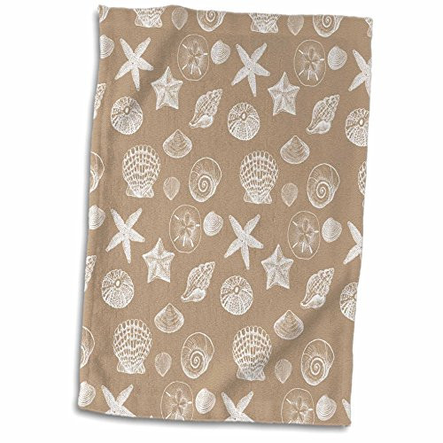3D Rose Creamy Sand and White Beach Sea Shells TWL_213051_1 Towel 15" x 22"