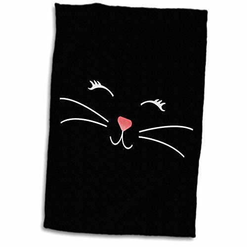 3D Rose Too Cute Black Kitty Cat Face Nose and Whiskers Hand Towel 15" x 22" Multicolor 3D Rose Too Cute Black Kitty Cat Face Nose and Whiskers Hand Towel 15" x 22" Multicolor