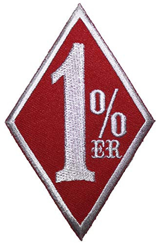 Papapatch One Percenter 1 percent er 1 percent Biker Rider Outlaw Club Gang Motorcycles Vest Jacket T-Shirt Sew on Iron on Embroidered Applique Badge Sign Patch - Red White -IRON-1ER-RED-