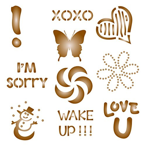 Coffee Set Stencil 10 Designs - Barista for Decorating Cappuccino Coffee Latte Cupcakes Cakes Cookies Scrapbooking Stencils for Painting Template
