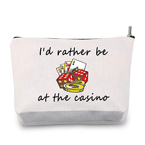 JXGZSO Gambler Gift I'd Rather Be At The Casino Makeup Bag -Casino-