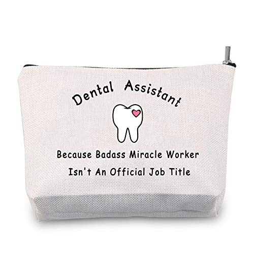 JXGZSO Dental Assistant Gift Because Badass Miracle Worker Isnt An Official Title Makeup Bag -Dental assistant-
