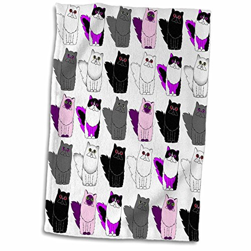 3D Rose Cute Cats Print Purple TWL_31233_1 Towel 15" x 22"
