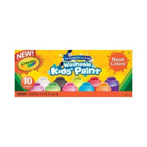 Crayola Washable Kids Paint Neon Colors 10 ea 2 oz