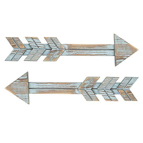 YXMYH Arrow Decor, Blue Wood Arrow Sign Wall Decor - Decorative Farmhouse Home Wall Hanging Decor, 2 Pack