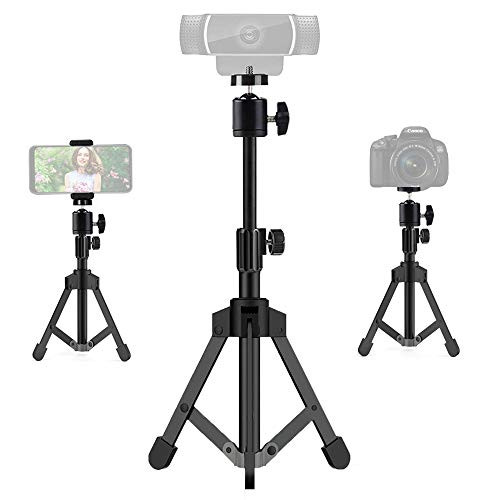 Webcam Tripod Stand Extendable Desktops Tripod for Camera-Phone-Webcam Desk Tripod Mount Holder Compatible with Logitech Stream Webcam C925e C922x C922 C930e C930 C920 C615 -Camera-iPhone-Ring Light