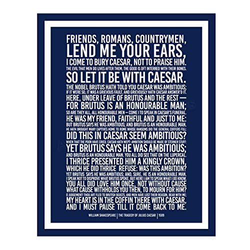 William Shakespeare-"The Tragedy of Julius Caesar" Famous Quotes-11x14" Inspirational Literary Wall Art. Vintage Typographic Poetry Print-Ready to Frame. Perfect for Home-Office-Studio-Library Decor!