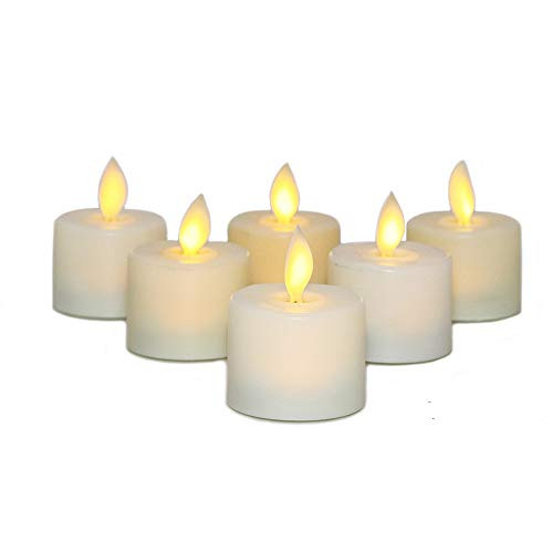 Flameless Flickering LED Tea Lights Candles Flameless Votive Candles Realistic Dancing LED Flames Battery Operated Candles Electric Fake Candle Unscented LED Tealight Candles Warm White, Pack of 6
