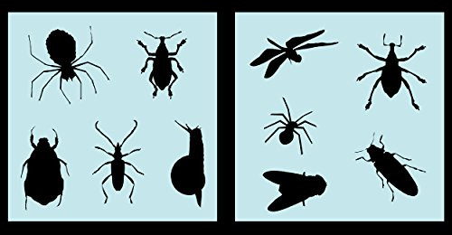 Auto Vynamics - STENCIL-ANIMALS-INSECTSET01-10 - Detailed Bugs  and  Insects Stencil Set - Everything from Spiders to Roaches to Dragon Flies! - 10-by-10-inch Sheets - -2- Piece Kit - Pair of Sheets