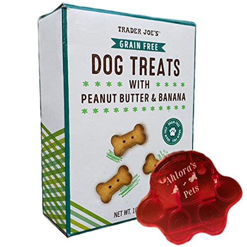 Ahlora's Pets Grain Free Dog Treat Bundle- Dog Treats with Peanut Butter  and  Banana by Trader Joes --1 Box- NET WT 10.6 OZ Bundled with 1 Bag Clip Natural  and  Healthy Dog Snacks -2 Item Set -1 Pack-