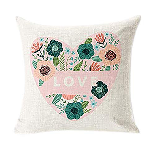 Valentine's Day Pillow Covers Valentines Decorative Throw Pillow Case Cushion Covers Romantic Red Heart and Love You Patterned Pillowcases for Sofa Bedroom Car 18x18 Inch