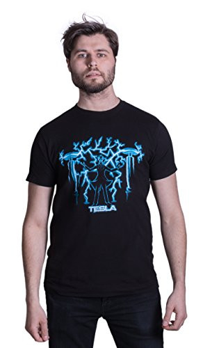 NIKOLA TESLA MAD SCIENTIST Adult Unisex T-shirt - Science Engineering Physics Nerd Geek TeeBlackX-Large