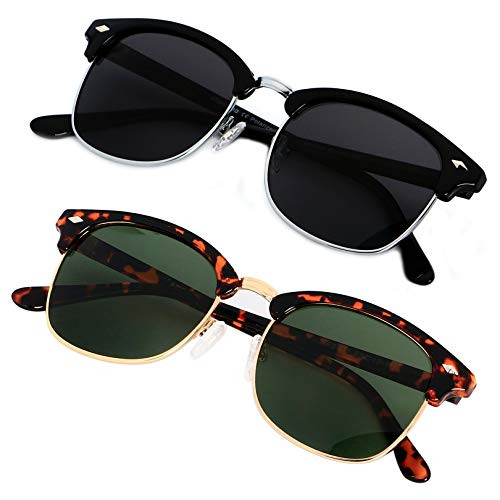 Polarized Sunglasses for Men Women Classic Half Frame Semi Rimless ANDWOOD Polarized Uv Protection