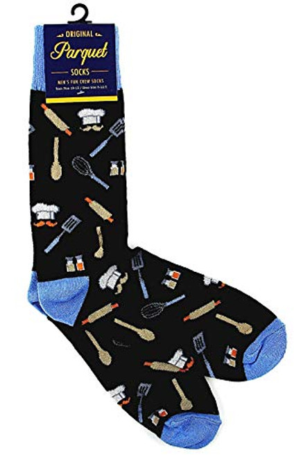 Men's Black Cook Chef Baker Cooking Novelty Crew Dress and Trouser Socks Men's Black Cook Chef Baker Cooking Novelty Crew Dress and Trouser Socks
