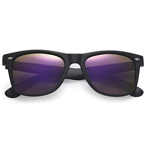 Polarspex Polarized 80's Retro Classic Trendy Unisex Sunglasses for Men and Women -Matte Black - Amethyst 52-