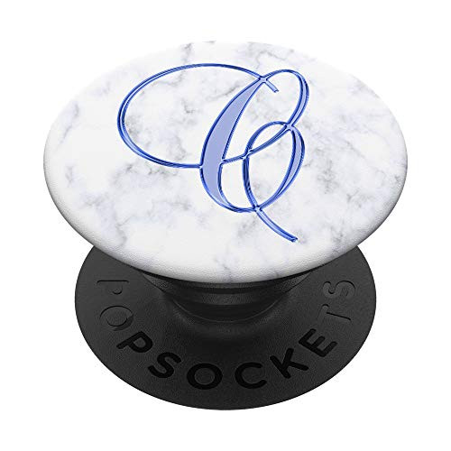 C Royal Navy Blue White Abstract Monogram Initial Letter PopSockets Grip and Stand for Phones and Tablets