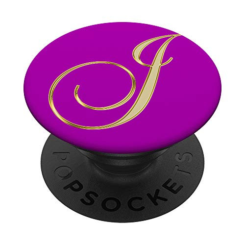 J Yellow Pink Purple Initial Monogram Capital Letter Name PopSockets Grip and Stand for Phones and Tablets