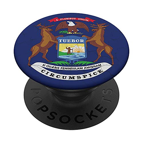 Michigan Flag MI Grunge Wall PopSockets Swappable PopGrip