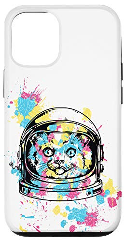 iPhone 12-12 Pro Space Astro Cat Astronaut Kitten Paint Splatter Case