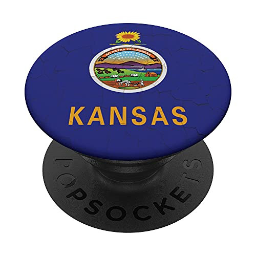 Kansas Flag KS Grunge Wall PopSockets PopGrip- Swappable Grip for Phones  and  Tablets