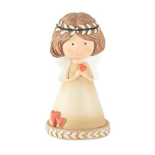 Dicksons Shaded Coffee Brown Angel with Heart 3 inch Resin Decorative Tabletop Figurine