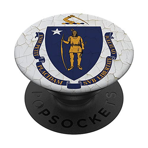 Massachusetts Flag MA Grunge Wall PopSockets Swappable PopGrip