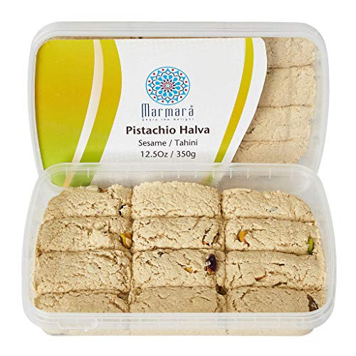 Marmara Pistachio Halva Tahini Gourmet Sesame Sweet Desert Snack Spread All Natural Vegetarian Gluten Free Bars 350 Grams