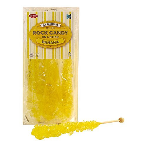 Extra Large Rock Candy Sticks- 12 Banana Lollipop - Yellow Rock Candy Sticks - Individually Wrapped - Espeez Rock Candy Sticks for Candy Buffet Birthdays Weddings Receptions and Baby Shower