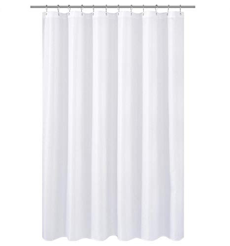 N&Y HOME Longer Fabric Shower Curtain Liner or Shower Curtain 75 inch Height - Hotel Quality, Washable, Water Repellent, Diamond Patterned White Bathroom Curtains with Grommets