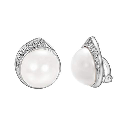 Yoursfs Elegant Pearl Clip on Earrings for Women CZ Rhinestones White Gold Plated Rounded White Simulated Pearl Earrings for Non Pierced Ears Yoursfs Elegant Pearl Clip on Earrings for Women CZ Rhinestones White Gold Plated Rounded White Simulated Pearl Earrings for Non Pierced Ears